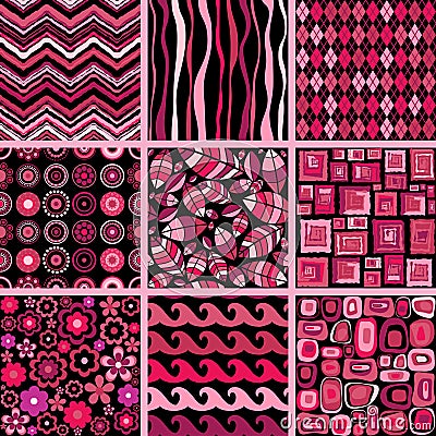 Set of stylish seamless patterns. Vector Illustration