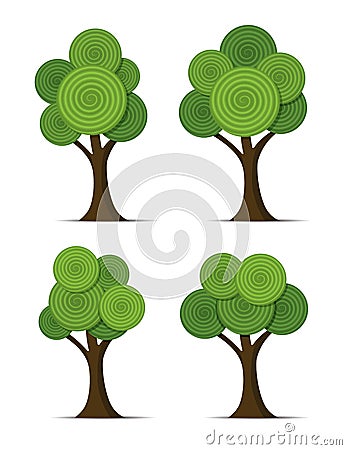 Set of stylized abstract trees, vector Vector Illustration