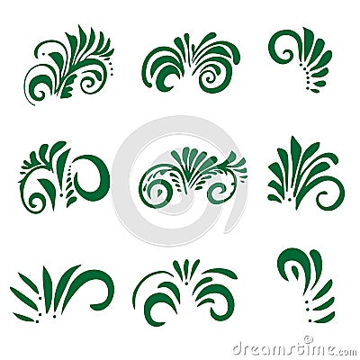 Set of stylized acanthus leaves for pattern Vector Illustration