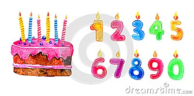 Set of stylized birthday elements Cartoon Illustration