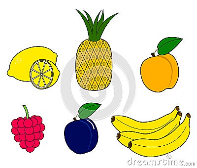 Set of stylized fruit Vector Illustration