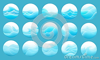 Set of the stylized waves Vector Illustration