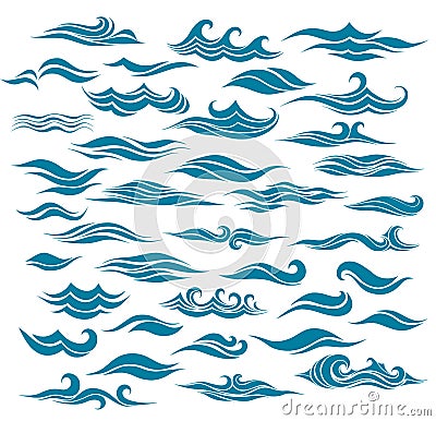 Set stylized waves from element of the design Vector Illustration