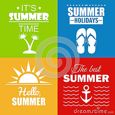 Set of summer posters and cards Vector Illustration