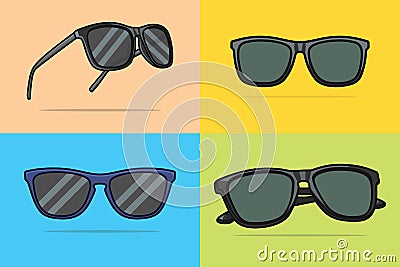 Set of Summer Shiny Sun Glasses vector illustration. Vector Illustration