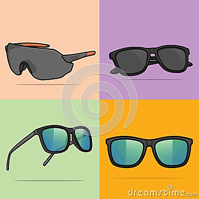 Set of Summer Shiny Sun Glasses vector illustration Vector Illustration