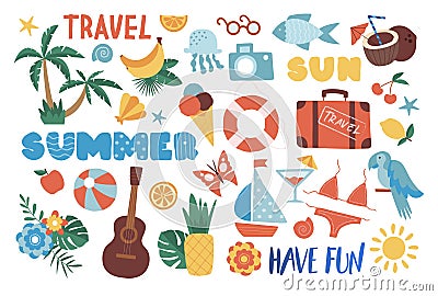 Set of summer stickers Vector Illustration