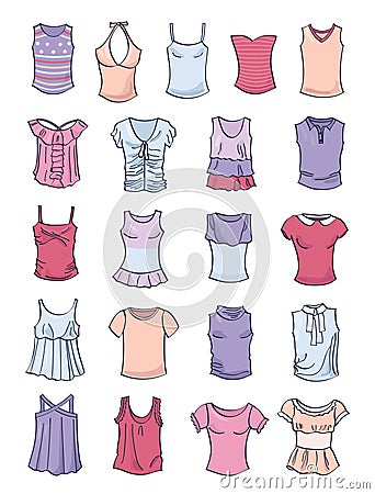 Set of summer t-shirts and tank tops Stock Photo