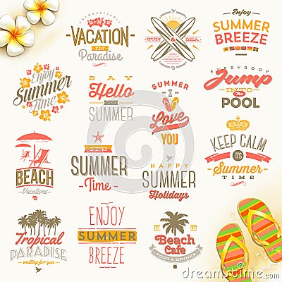 Set of summer vacation and travel type design Vector Illustration