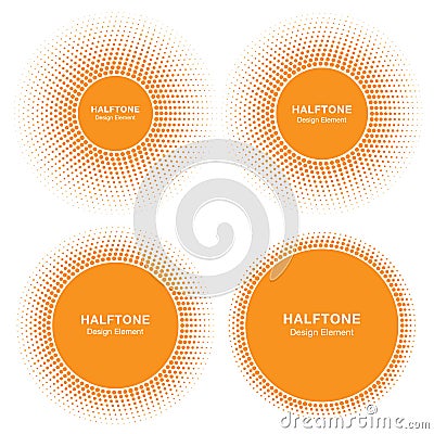 Set of Sun Circle Halftone Logo Design Elements. Sun vector icon. Vector Illustration