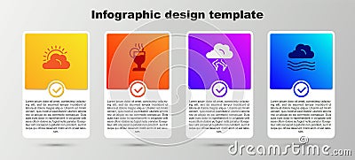 Set Sun and cloud weather, Mulled wine, Storm and Windy. Business infographic template. Vector Vector Illustration