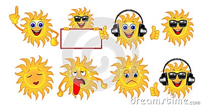 Set a sun of different emotion Vector Illustration