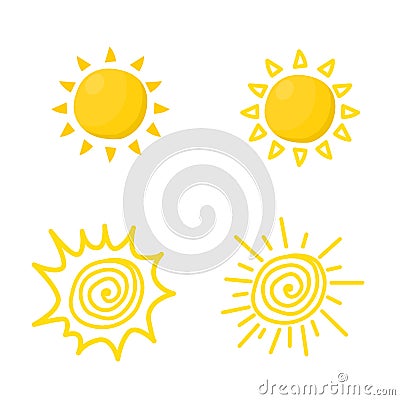 Set of sun icon vector Vector Illustration