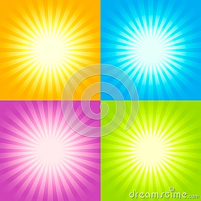 Set of Sunburst backgrounds Vector Illustration