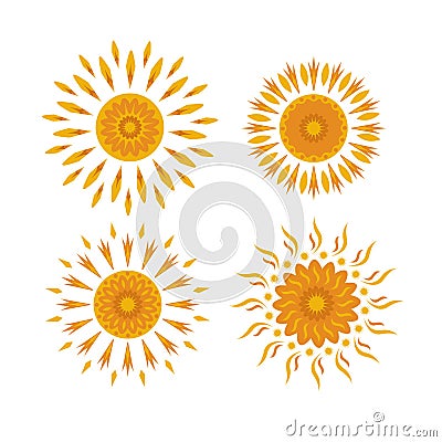 Set of suns on a white background Vector Illustration