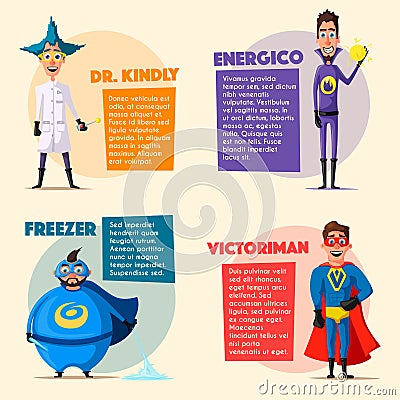 Set of superhero. Cartoon vector illustration Vector Illustration