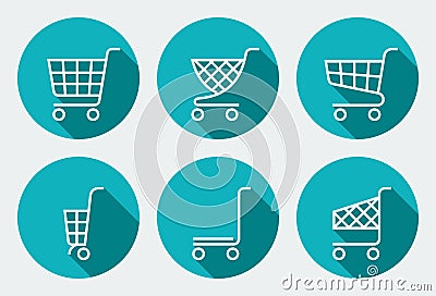 Set of Supermarket trolley Vector Illustration