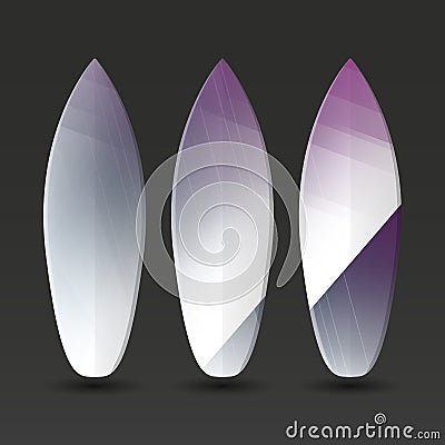 Set of Surfboards Design With Abstract Colorful Pattern Vector Illustration