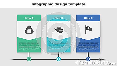 Set Sushi, Chinese tea ceremony and China flag flagpole. Business infographic template. Vector Vector Illustration