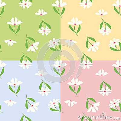 4 set of Sweet floral seamless pattern Vector Illustration