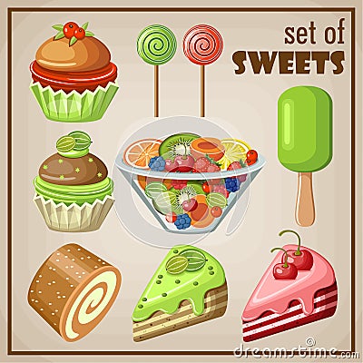 Set of sweets Vector Illustration