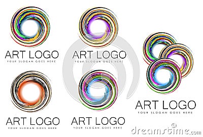 Set of Swirl Art Logo Designs Stock Photo