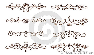 Set of swirly decorative dividers Stock Photo