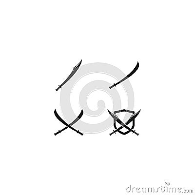 Set of swords logo template vector icon illustration Vector Illustration