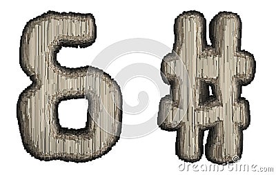 Set of symbol ampersand and hash made of industrial metal 3D Stock Photo