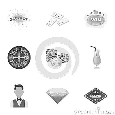 The set of symbols casino games. Gambling for money. Chips, dominoes, casino. Casino and gambling icon in set collection Vector Illustration