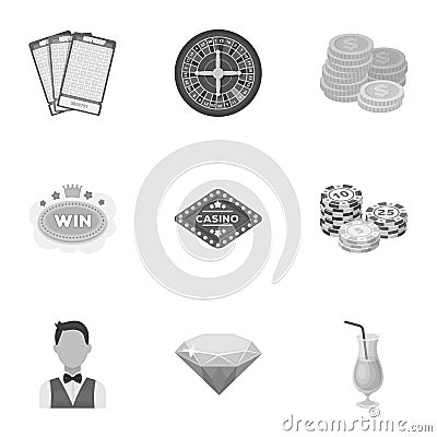 The set of symbols casino games. Gambling for money. Chips, dominoes, casino. Casino and gambling icon in set collection Vector Illustration