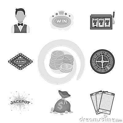 The set of symbols casino games. Gambling for money. Chips, dominoes, casino. Casino and gambling icon in set collection Vector Illustration