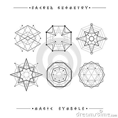 Set of symbols and elements. Alchemy, religion, philosophy, spirituality, hipster symbols and elements. geometric shapes Vector Illustration