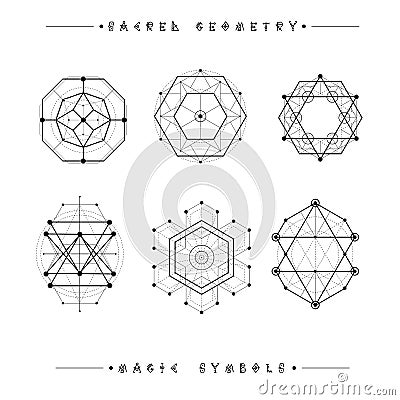 Set of symbols and elements. Alchemy, religion, philosophy, spirituality, hipster symbols and elements. geometric shapes Vector Illustration