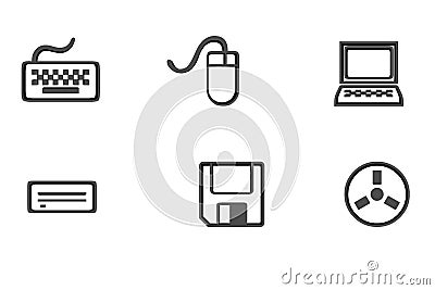 Set IT symbols - laptop, mouse, keyboard Stock Photo