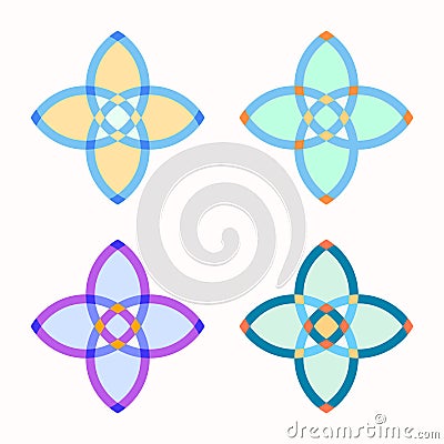 Set of 4 symmetric geometric shapes. Vector Illustration