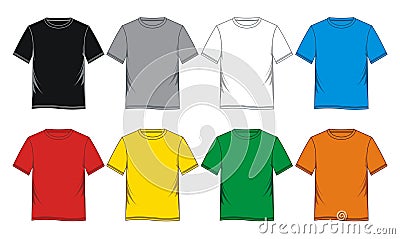 Set T-shirt blank colorful Vector Illustration