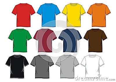 Set T-shirt men colorful Vector Illustration