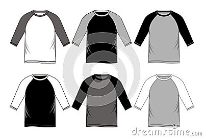 Set T-shirt Raglan Vector Illustration