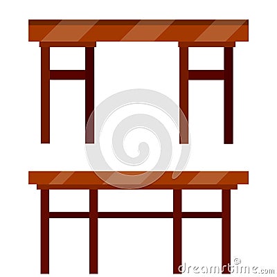 Set of Table. Kitchen furniture. Element of cafe and restaurant. Cartoon flat illustration Vector Illustration