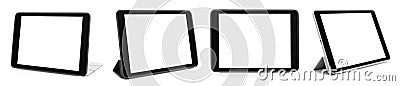 Set of tablet computers on background, banner design. Space for text Stock Photo