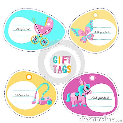 A set of tags, labels with place for text. Vector Illustration