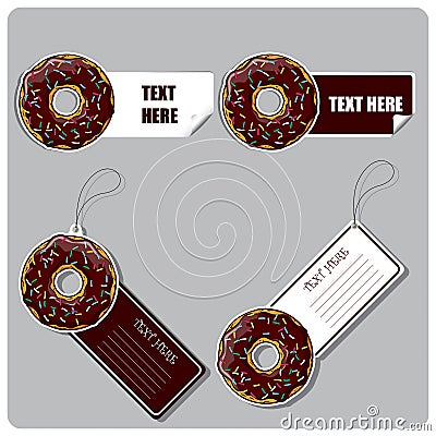 Set of tags and stickers with donut. Stock Photo