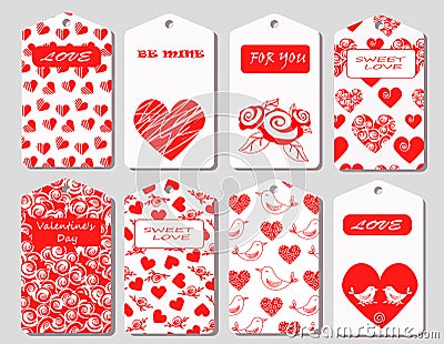 Set of tags for valentins day. Vector illustration Cartoon Illustration