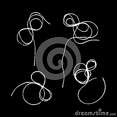 Set of tangled threads. Infinity sign, thread eight. Outline abstract sketch. Chaotic doodle shapes. Vector stock EPS 10 Vector Illustration