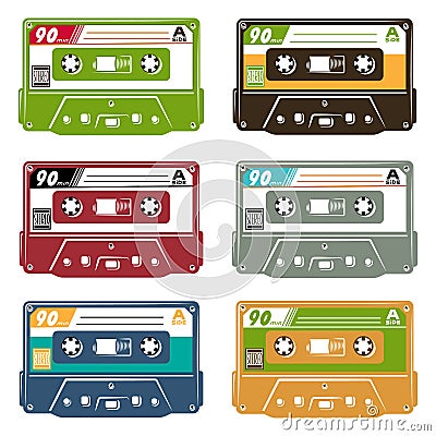 Set of tape cassette Vector Illustration