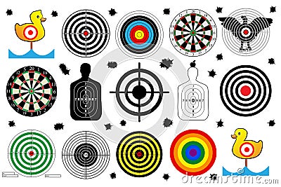 Set a target for shooting range, bullet holes, vector. Vector Illustration