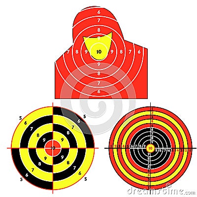 Set targets for practical pistol shooting Cartoon Illustration