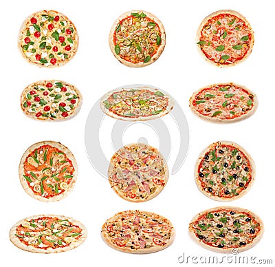 Set of tasty Italian pizza Stock Photo