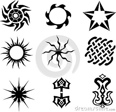 Set of tattoos Vector Illustration